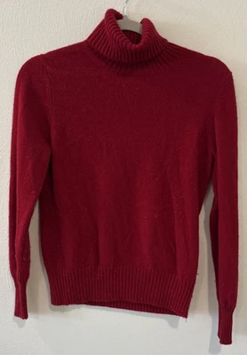 Tweeds Women’s 2-Ply 100% Cashmere Sweater Large L Red Turtleneck Pullover - Image 1 of 3