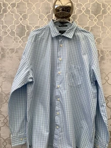 Gant Long Beach Poplin Shirt Light Blue Striped Check, Long Sleeved Size XXXL - Picture 1 of 11