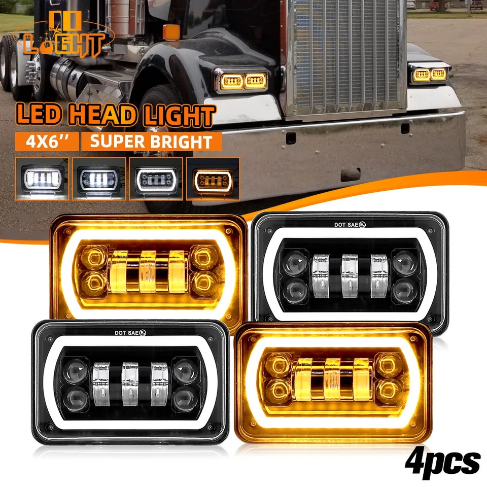 4X 4x6'' 180W Faros LED Alta Baja Viga Sellada para Peterbilt Kenworth T800 W900 Foto 1 de 4