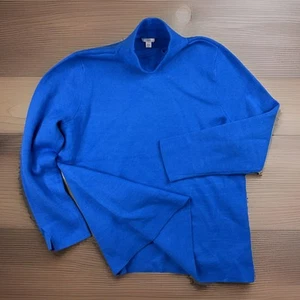 J Jill Sweater Mock Neck Pullover Knit Blue Long Sleeve Soft Women Sz L - Picture 1 of 9