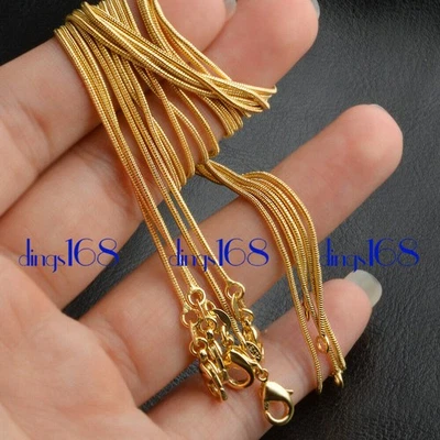 Collar de cadena de serpiente unisex real de oro amarillo de 18 quilates relleno de deslustre de 1,6 mm de 36" Foto 1 de 4