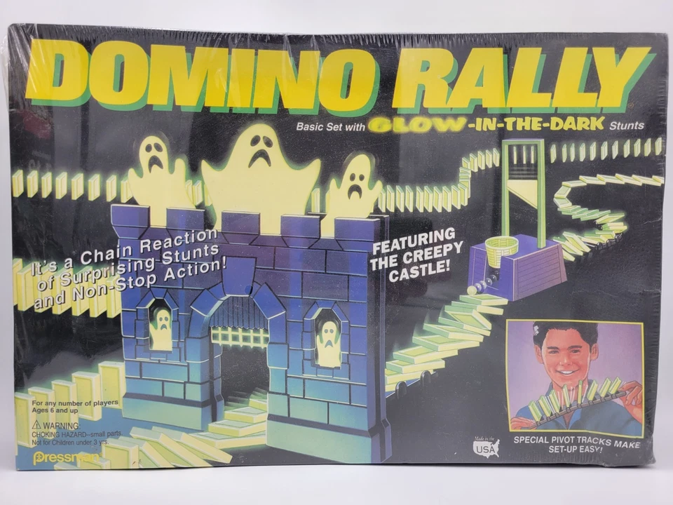 Domino Rally Glow in the Dark Ghost Ride Pressman 1991 Rare Brand New Sealed - Image 1 of 4