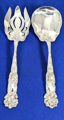 Cuchara y tenedor para ensalada Bridal Rose de Gorham-Alvin Pat1 903 de plata de ley de 8-7/8"" Foto 1 de 3