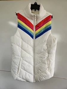 Girl's SO Puffer Vest Size XL 14 16 White with Rainbow Top - Picture 1 of 10
