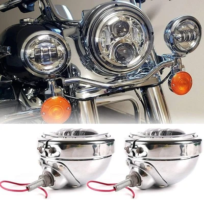4.5" LED Fog Passing Light Bucket For Harley Touring Road King Electra Glide Foto 1 de 4