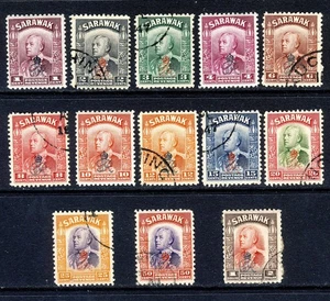 SARAWAK 1947 Crown Overprint on Sir Charles Brooke Group SG 150 to SG 162 FU/LMM - Picture 1 of 2