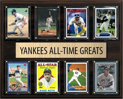 New York Yankees All Time Greats Legends Plaque 8 Cards Babe Ruth Gehrig Jeter M - Image 1 of 4