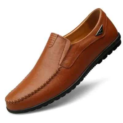 Men's Leather Loafers Casual Shoes Breathable Slip On Moccasins Driving Shoes - Image 1 of 4