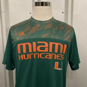 Camisa activa Adidas Climalite Miami Hurricanes verde grande manga corta para hombre - Imagen 1 de 9