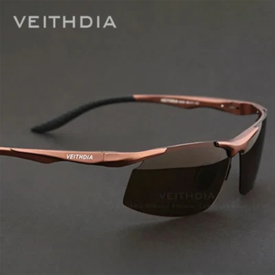 Gafas de sol polarizadas de aluminio de media montura para hombre elegantes gafas de conducción premium Foto 1 de 4
