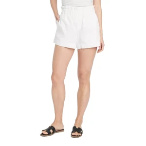 Pantaloncini donna a vita alta in lino pull-on un nuovo giorno bianco M - Foto 1 di 3