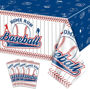 4 Pcs Baseball Tablecloths, Plastic Baseball Table Covers Rectangular Table Clot - Picture 1 of 14