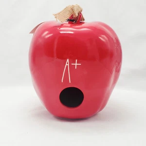 RAE DUNN Ceramic Birdhouse Red A+ Apple, Teacher Gift, NEW in box, FREE SHIPPING - Picture 1 of 6