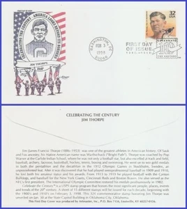 USA3 #3183g U/A Artmaster FDC 1910 Jim Thorpe Stockholm - Imagen 1 de 1