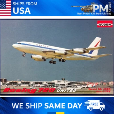 Roden 320 Boeing 720 American airplane United airlines plastic model 1/144 - Image 1 of 4