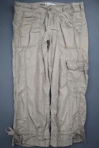 Vintage Women 2008 Gap Surplus Chino Cargo Capri Drawstring Leg Beige Sz 8 - Picture 1 of 9