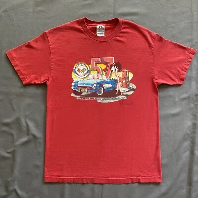 Vintage 2001 Betty Boop T Shirt Mens Large Red King Syndicate Chevy Corvette Y2k - Image 1 of 4
