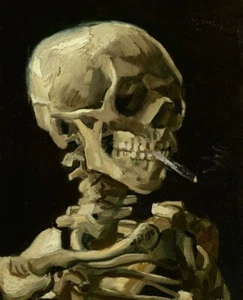 Vincent van Gogh Skeleton with a Burning Cigarette - Fine Art Print on Canvas SM - Picture 1 of 2