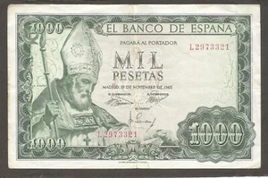 España 1000 Pesetas 19.11.1965; VF+; P-151; BNB-B617a; San Isidoro; Basílica - Imagen 1 de 2