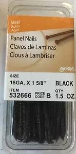 1.5 Oz. Package HILLMAN Black Panel Nails 15 Ga. C 1 5/8” #532666 - Picture 1 of 1