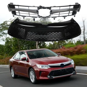 Grille Grill Bumper Front Upper Lower Black Chrome For Toyota Camry SE 2015-2017 - Picture 1 of 11