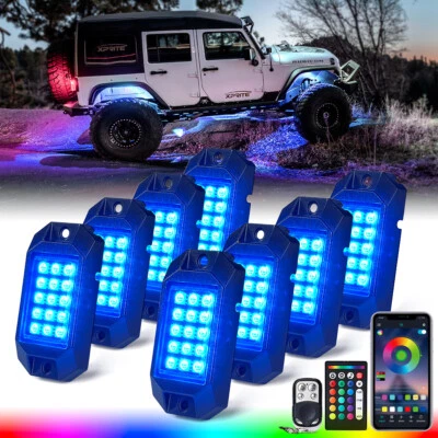 Xprite Multicolor RGB LED Luces de Roca con Control Remoto y Bluetooth Debajo de la Cuerpo Kit de Neón Foto 1 de 4