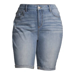 Terra & Sky Women's Plus Size 11" Bermuda Shorts with Cuffed Hem, Size 16W - Picture 1 of 6
