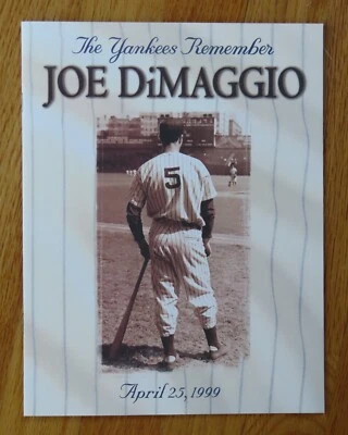 NEW YORK YANKEES Remember JOE DIMAGGIO April 25 1999 Commemorative Program - Image 1 of 4