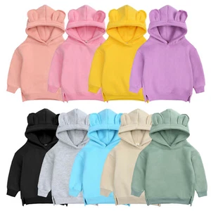 Toddler Kids Infant Baby Boys Girl Cute Bear Ear Hoodies Sweatshirt Tops Clothes - Picture 1 of 21