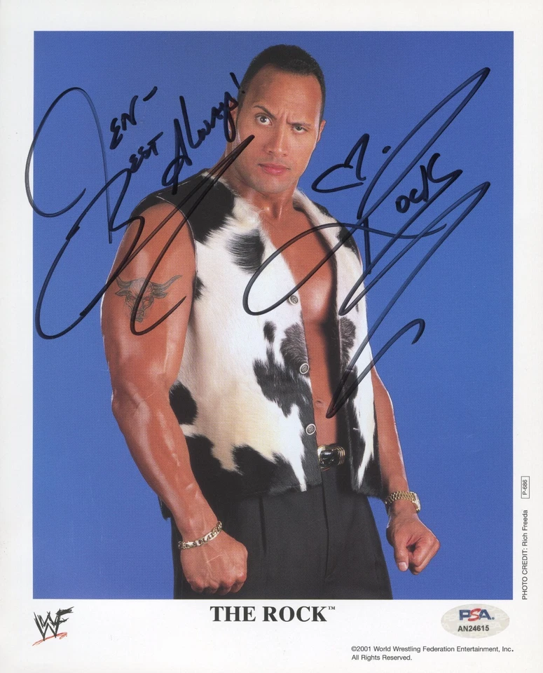 Dwayne "The Rock" Johnson ~ Signed Autographed WWF 2001 Photo ~ PSA DNA - Image 1 of 2