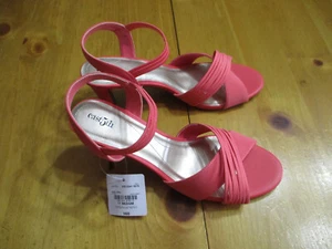 New W/Tag east 5th Rosy Coral Open Toe NORI Kitten Heels,Size 11 Medium - Picture 1 of 9
