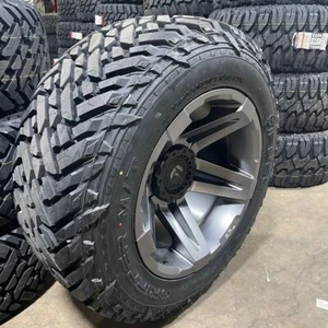 20X12 Fuel D764 SFJ Gray Wheels Rims 35" MT Tires 5x5 Jeep Wrangler JK JL - Picture 1 of 3