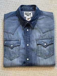 TRUE RELIGION Jake Western Camisa Perla Camisa Denim a Presión Para Hombre Talla M (TR3589) - Imagen 1 de 11