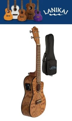 Lanikai Oak Concert Uke Acoustic/Electric Cutaway Ukulele +Bag Authorized Dealer - Image 1 of 4