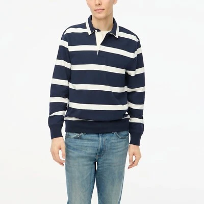 J. Sudadera Pullover de Rugby a Rayas para Hombre Crew Factory Azul Blanco XL CF932 NUEVA CON ETIQUETAS Foto 1 de 4