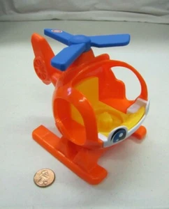 HELICÓPTERO NARANJA Fisher Price Little People rotores giro helicóptero aeropuerto - Imagen 1 de 3