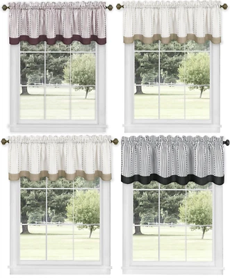 Tratamientos de cortina de cenefa de ventana a rayas para casa de campo - colores surtidos Foto 1 de 4