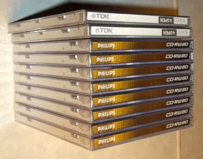 10 Vintage OVP beschreibare CD 8x PHILIPS CD-RW 80 700 MB + 2x TDK CD-R74 650 MB - Bild 1 von 4