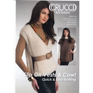 Crucci Knitting Pattern 1409, Slip On Vests & Cowl, Sizes XS to XL, For Crucci N - Picture 1 of 1