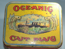 1980's Oceanic Union Made Cut Plug Tobacco Tin Detroit Michigan