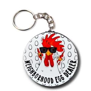 Chicken Egg Dealer Funny Pet Portrait Keychain Handmade Accessory Gift - Picture 1 of 4