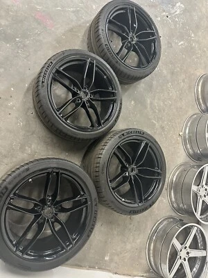 20 FERRARI 488GTB SPIDER F8 488 RIMS WHEELS OEM FACTORY SET 4 BLACK FORGED  - Image 1 of 4