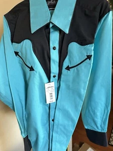 Boys/kids White Horse Western Rodeo Long Sleeve Two tone Button Up Shirt large - Picture 1 of 6