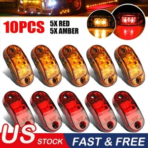 5x ámbar + 5x luces LED rojas para remolque para carros camiones RV ovaladas de 2,5" separación lateral - Imagen 1 de 33