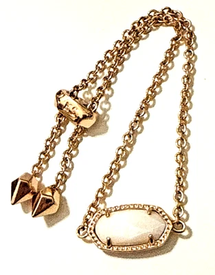 Новый без ценников браслет Kendra Scott ELAINA белый непрозрачный камень розовое золото слайд-цепочка - Изображение 1 из 4