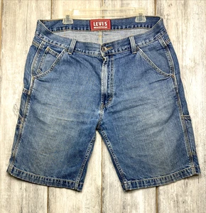Vintage Levi’s Carpenter Jeans Shorts 36 Blue Jorts Loose Skater Baggy y2k Mens - Picture 1 of 15