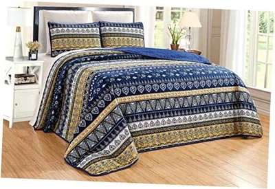 Juego de edredón reversible GrandLinen de 3 piezas estampado fino de gran tamaño (115" X 95")  Foto 1 de 3