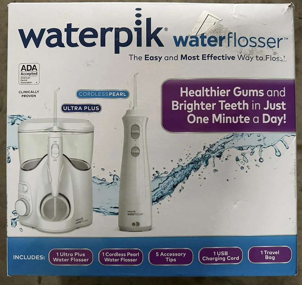 Waterpik Ultra Plus y Perla Inalámbrica Water Flosser Combo Pack con 12 Puntas Foto 1 de 1