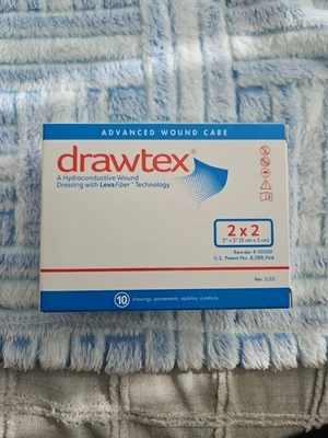 Drawtex 10 ct lot Hydroconductive Wound Dressing 4x4 Expires 01-01-2030 SEALED  - Image 1 of 4