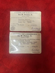 VINTAGE STATE OF GEORGIA NOTARY PUBLIC CARD CERTIFICATES 1975 (h10) - Picture 1 of 3